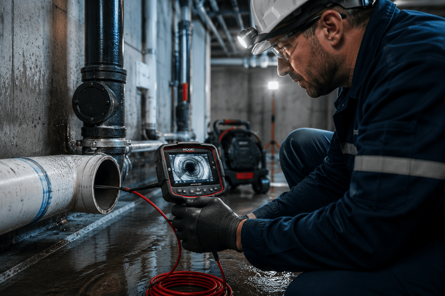 Plumber using non-invasive leak detection technology in Murray home to prevent exploratory drywall demolition